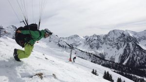 ski paragliding winter